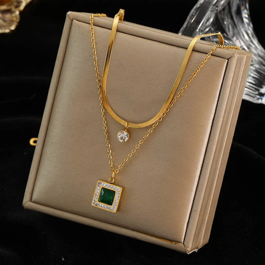 316L Double Pendant Necklace