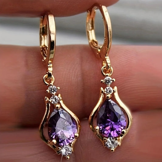 Stunning Multicolor Zircon Teardrop Earrings