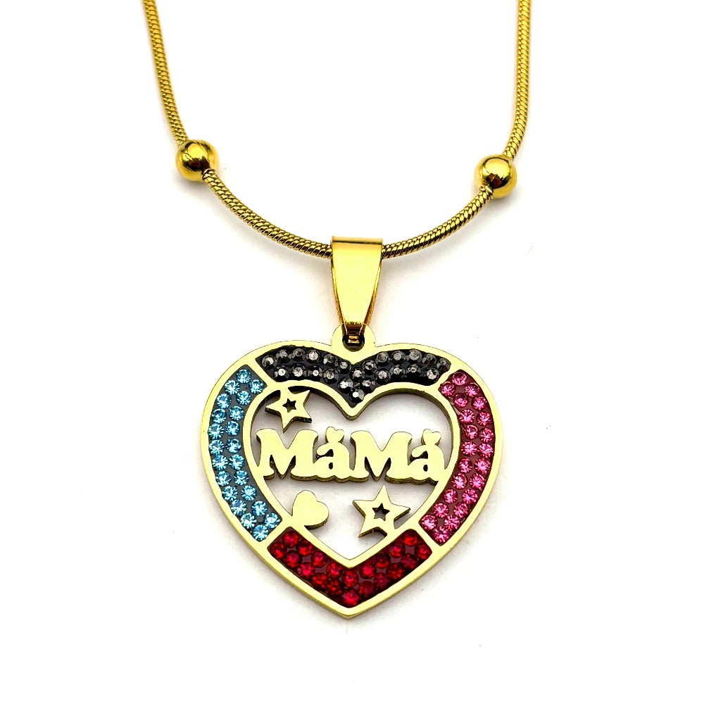 Mama Love Star Heart Pendant Necklace